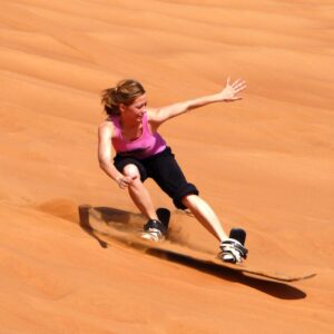 Morning Desert Safari with Camel Farm & Sandboarding